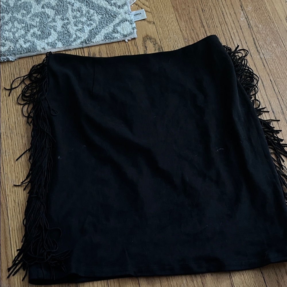 Gretchen Scott Designs Black Fringe Skirt